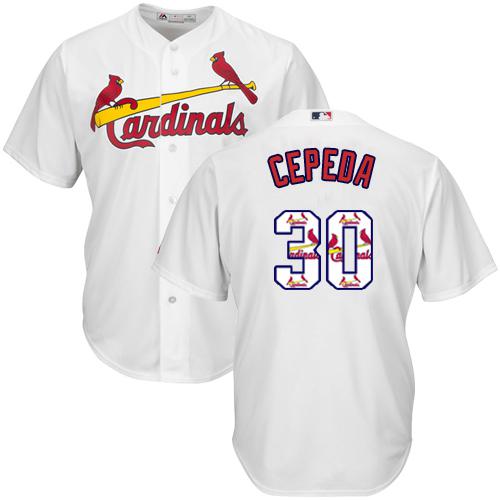 Cardinals #30 Orlando Cepeda White Team Logo Fashion Stitched MLB Jersey - Click Image to Close
